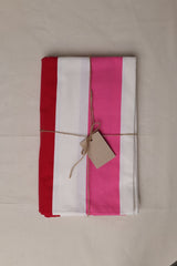 Red, White and Pink Stripe Tablecloth