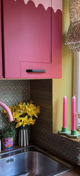 Positano Pink Stripe Tapered Candles