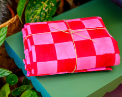 Pink & Red Checkerboard Tablecloth