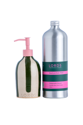 Ceramic Stripe Soap Holder & 1 Litre Refill Set