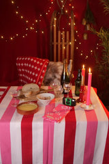 Red, White and Pink Stripe Tablecloth