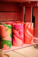 All the Pinks Marbled Pillar Candle