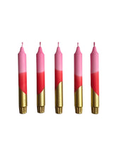 Pink, Red & Gold Hand Dipped Tapered Candles