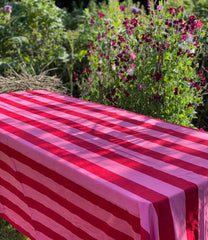 Pink & Red Stripe Tablecloth