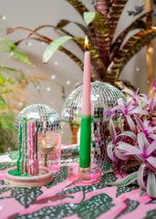 Bougeoir verre rose & vert