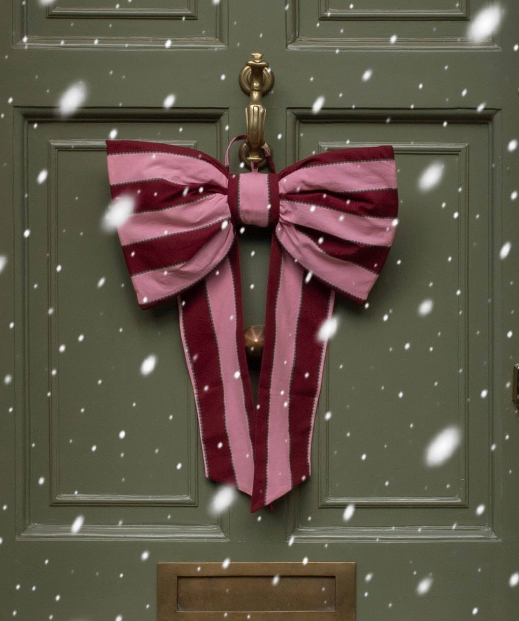 Christmas Hanging Bow - Bold Stripe Burgundy