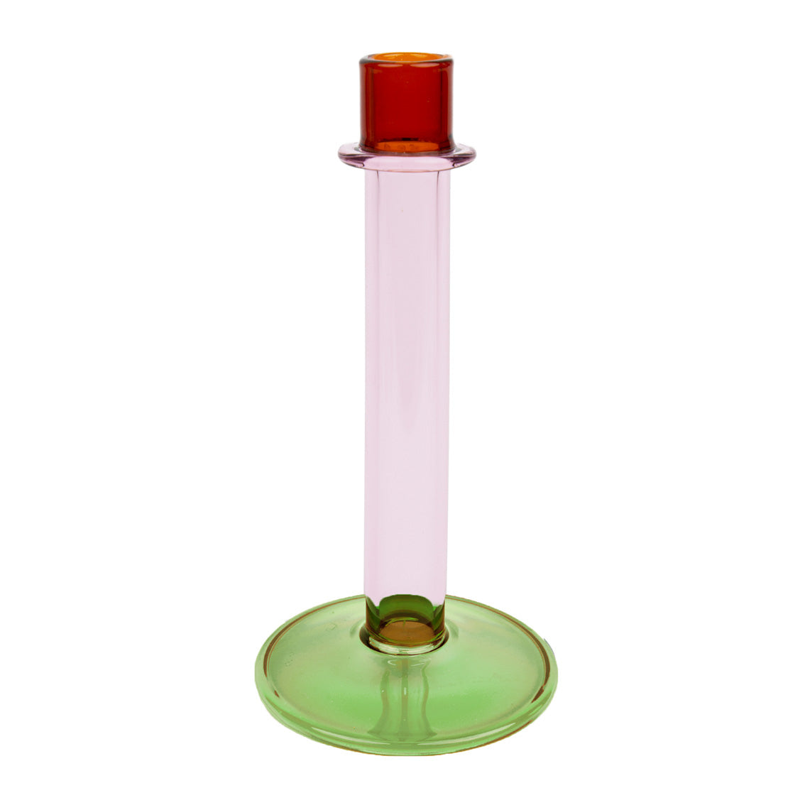 Pink, Green & Orange Glass Candle Holder