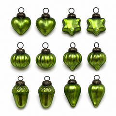 Lime Green 1" Mouth-Blown Glass Baubles (Bag of 12)