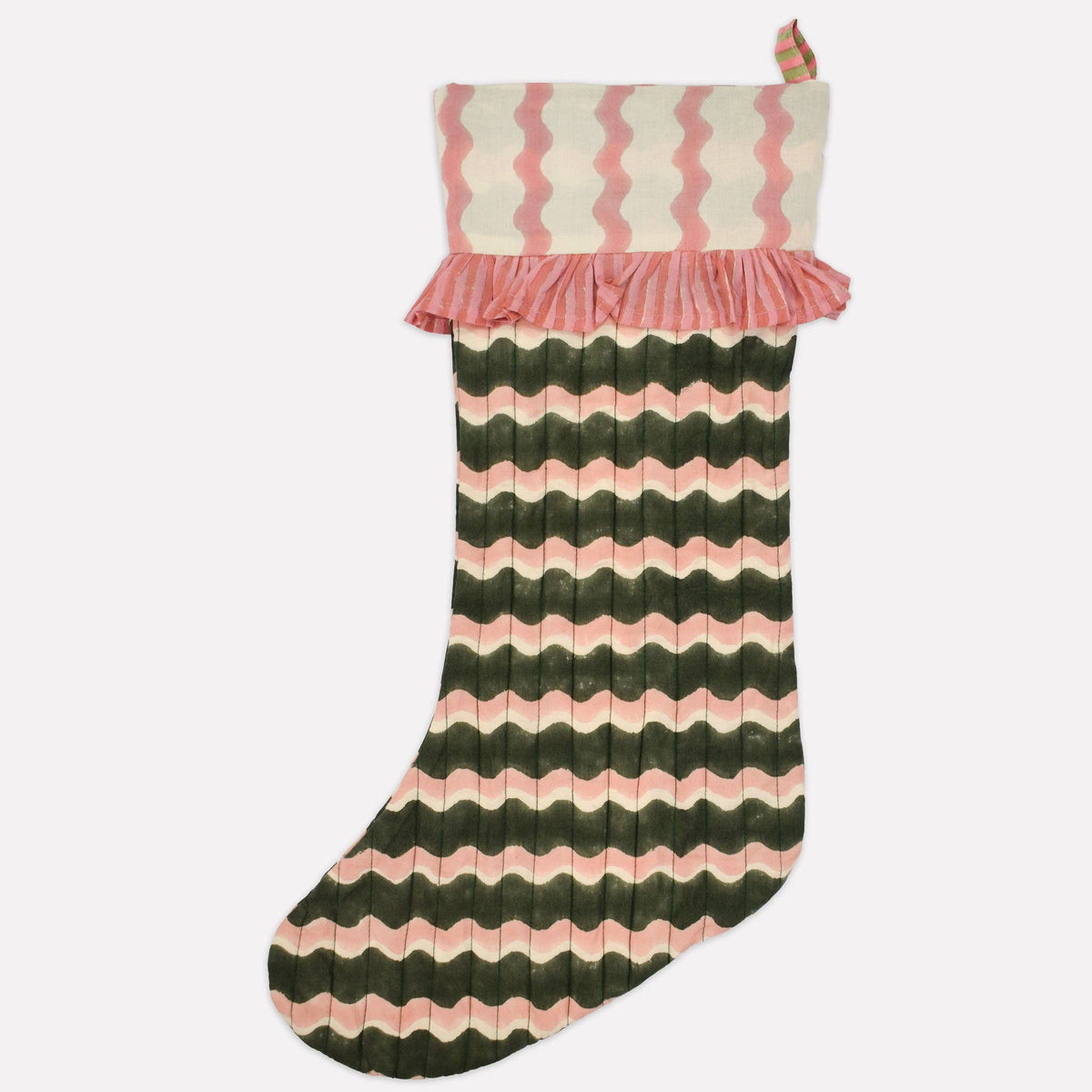 Christmas Stocking | Green & Pink