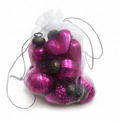 Classic Pink 1" Mouth-Blown Glass Baubles  (Bag of 12)