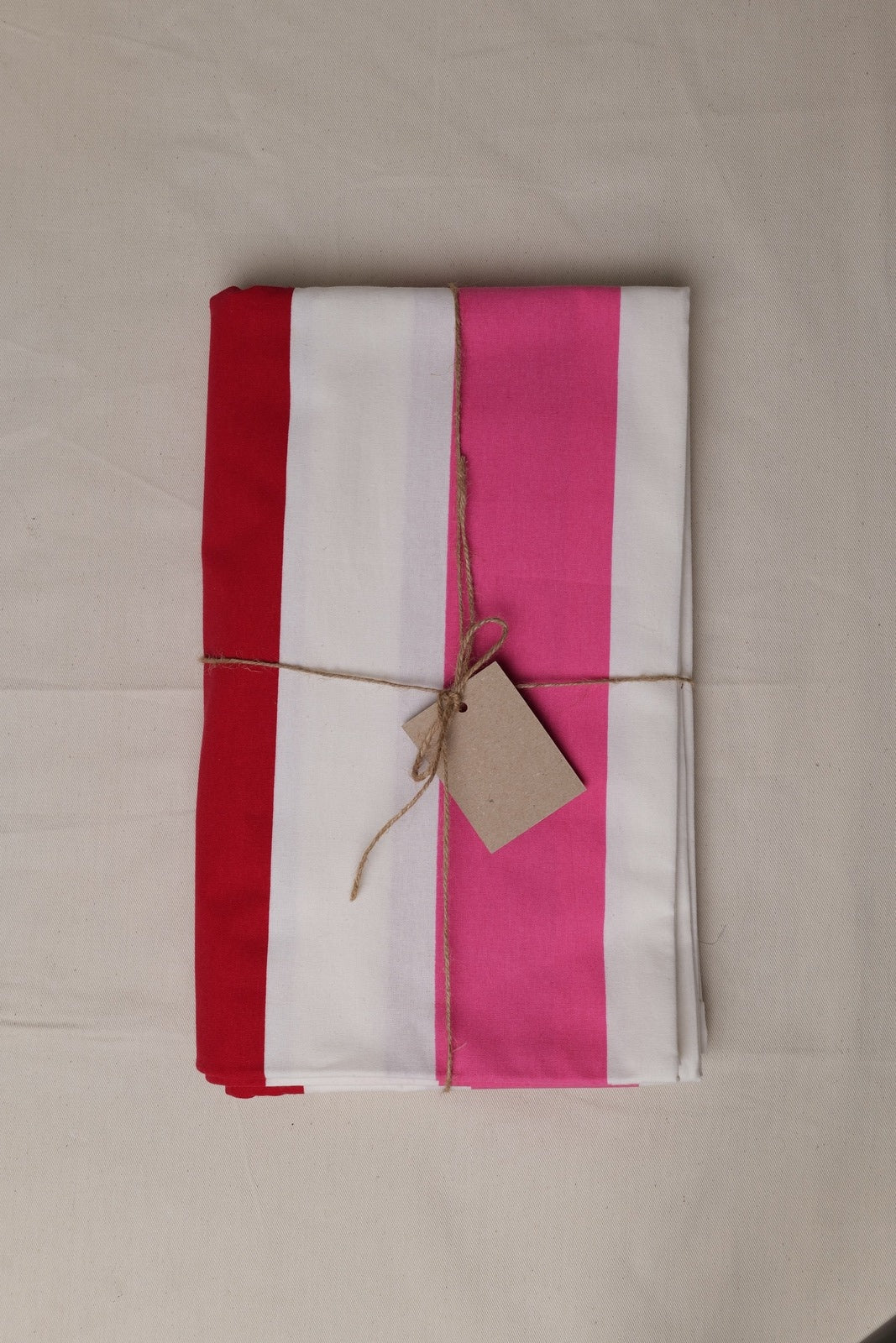 Red, White and Pink Stripe Tablecloth