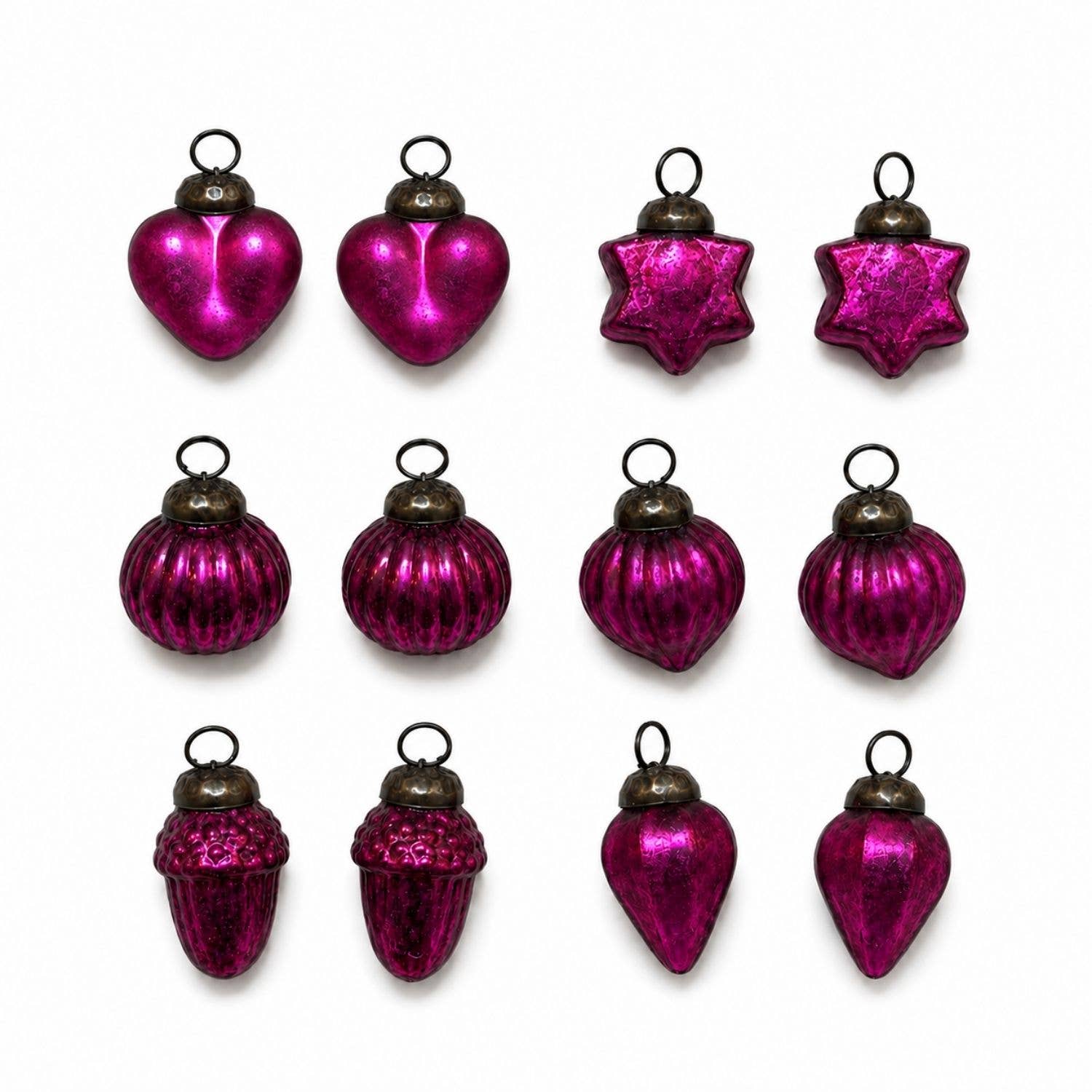 Fuchsia 1" Mouth-Blown Glass Baubles (Bag of 12)