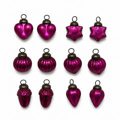 Fuchsia 1" Mouth-Blown Glass Baubles (Bag of 12)
