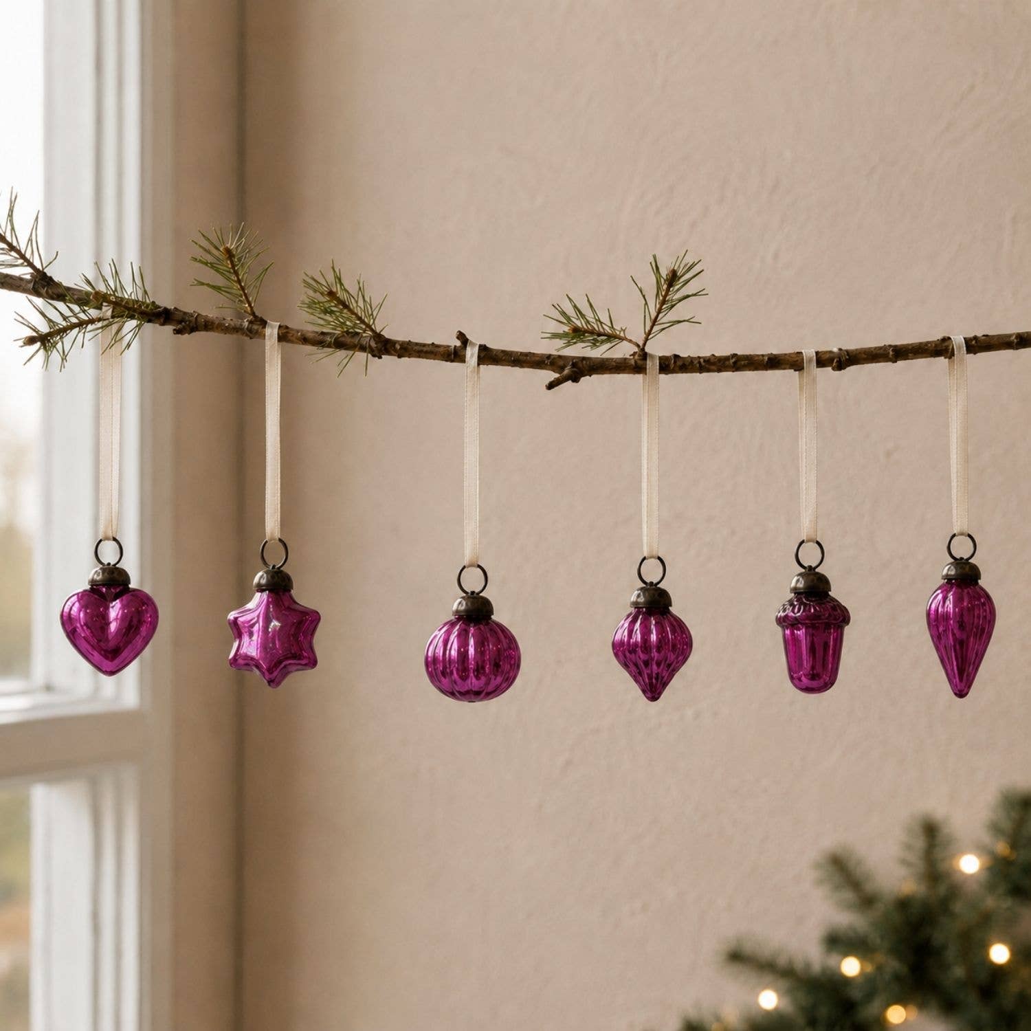 Classic Pink 1" Mouth-Blown Glass Baubles  (Bag of 12)