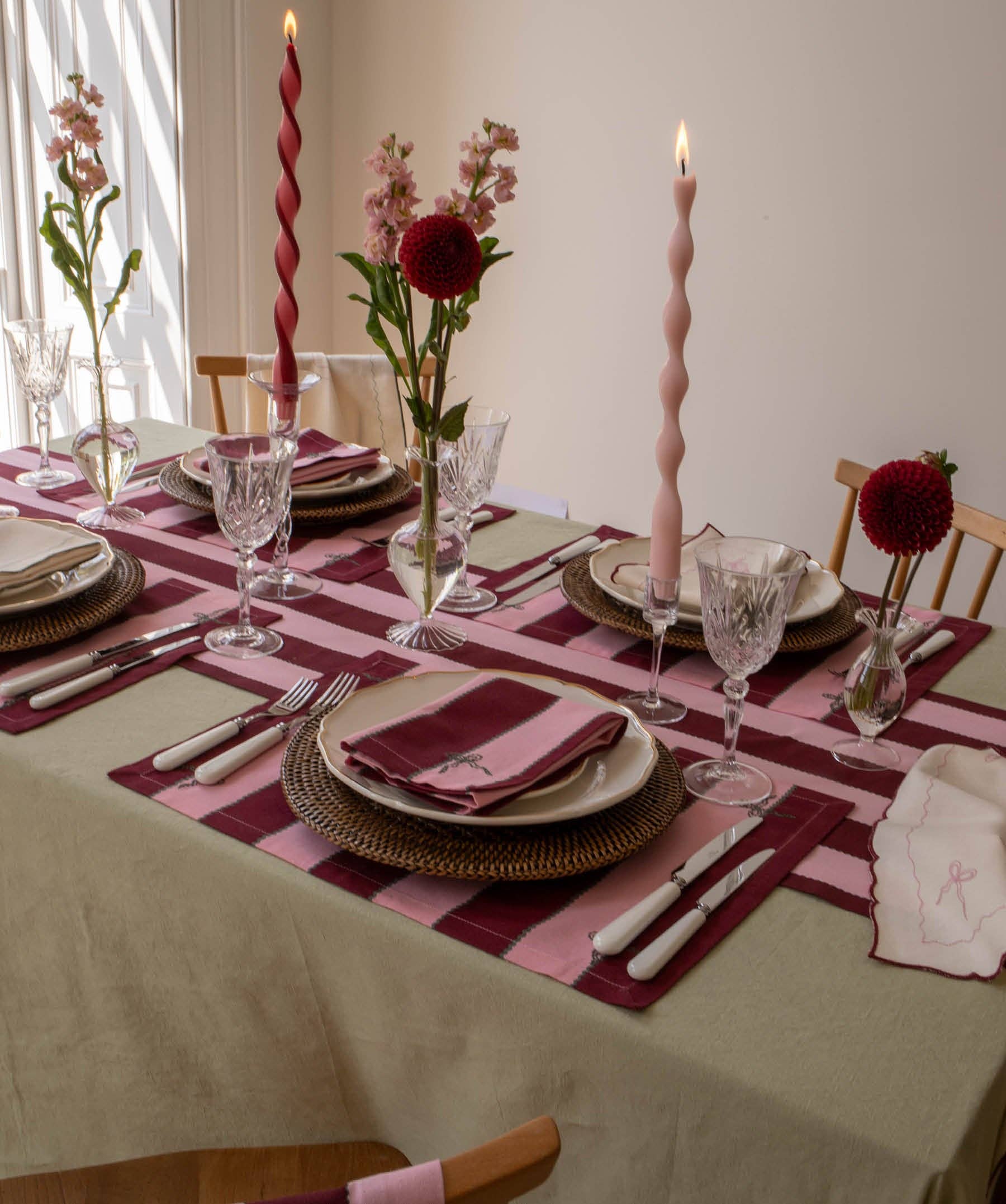 Table Runner - Bold Stripe Burgundy