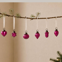 Fuchsia 1" Mouth-Blown Glass Baubles (Bag of 12)