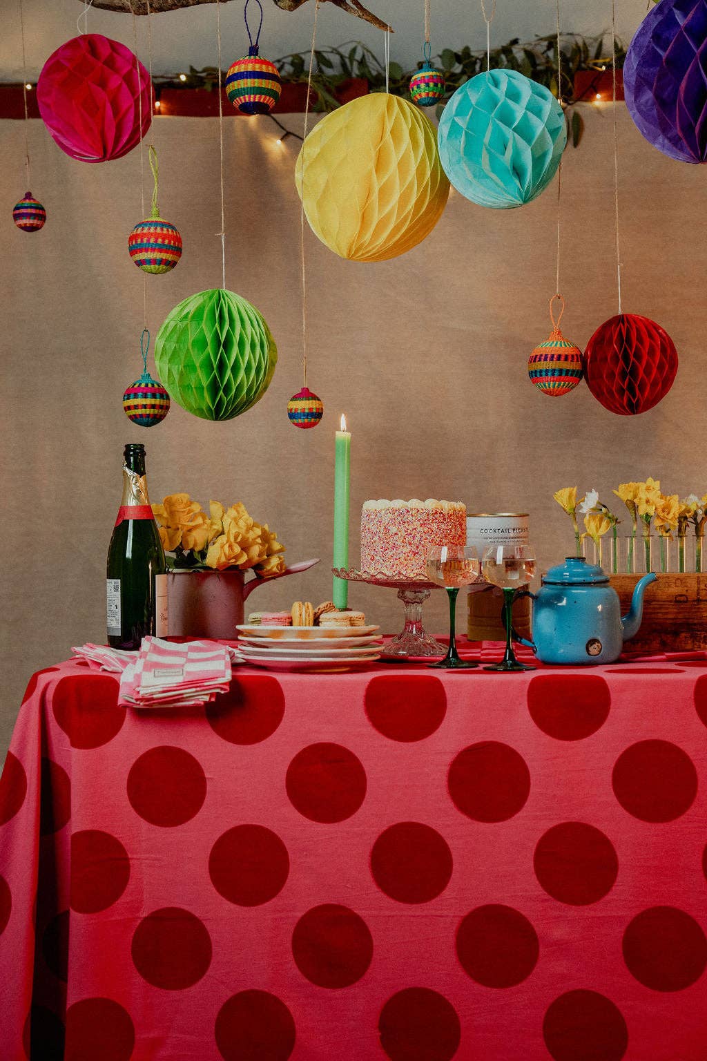 Pink and Red Spot Tablecloth