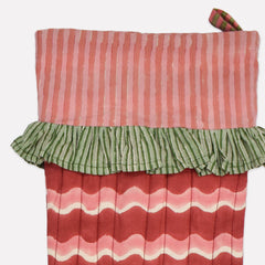 Christmas Stocking | Red Pink & Green | Cotton