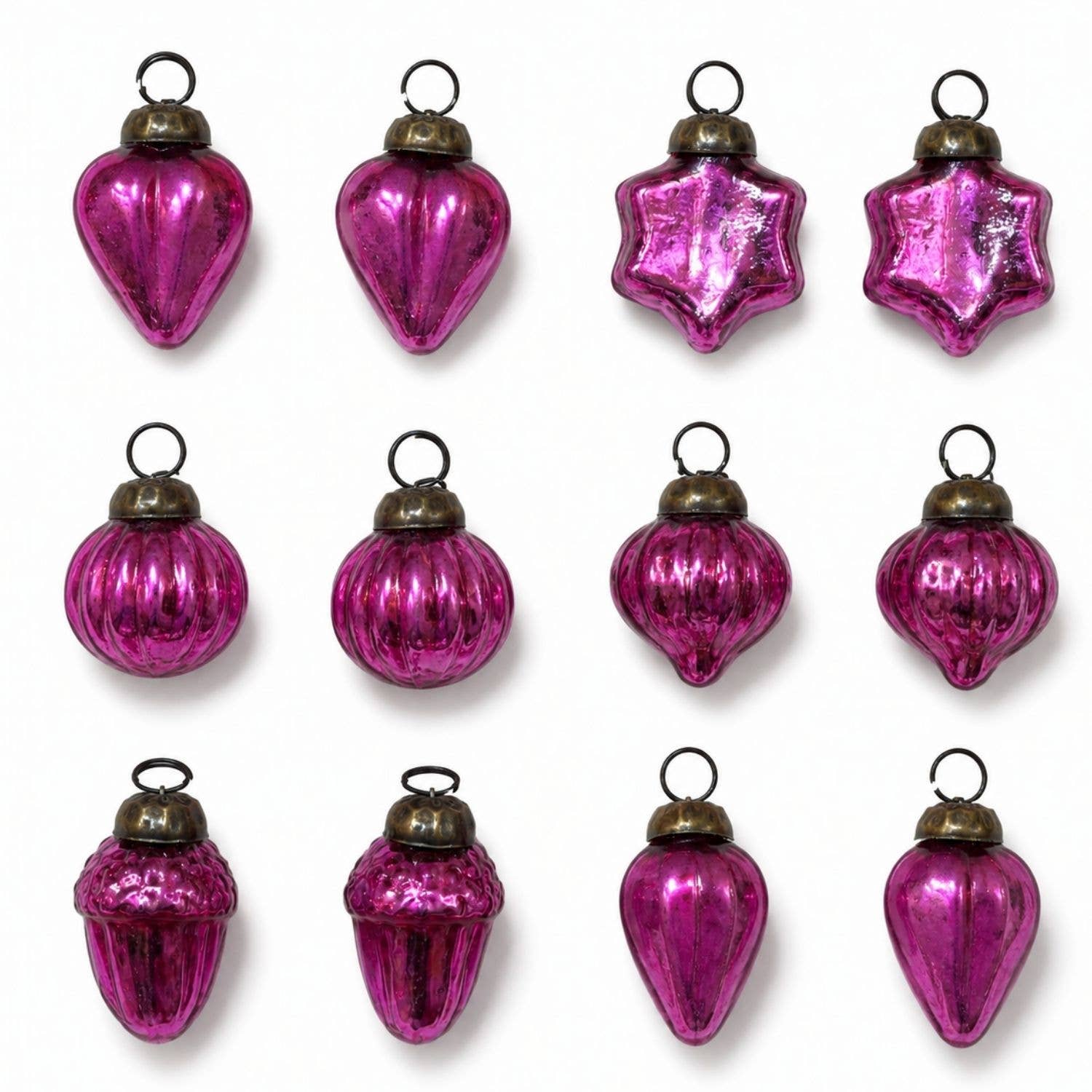 Classic Pink 1" Mouth-Blown Glass Baubles  (Bag of 12)