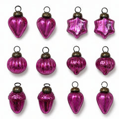 Classic Pink 1" Mouth-Blown Glass Baubles  (Bag of 12)