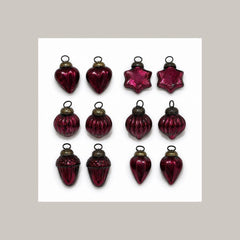 Classic Ruby 1" Mouth-Blown Glass Baubles (Bag of 12)