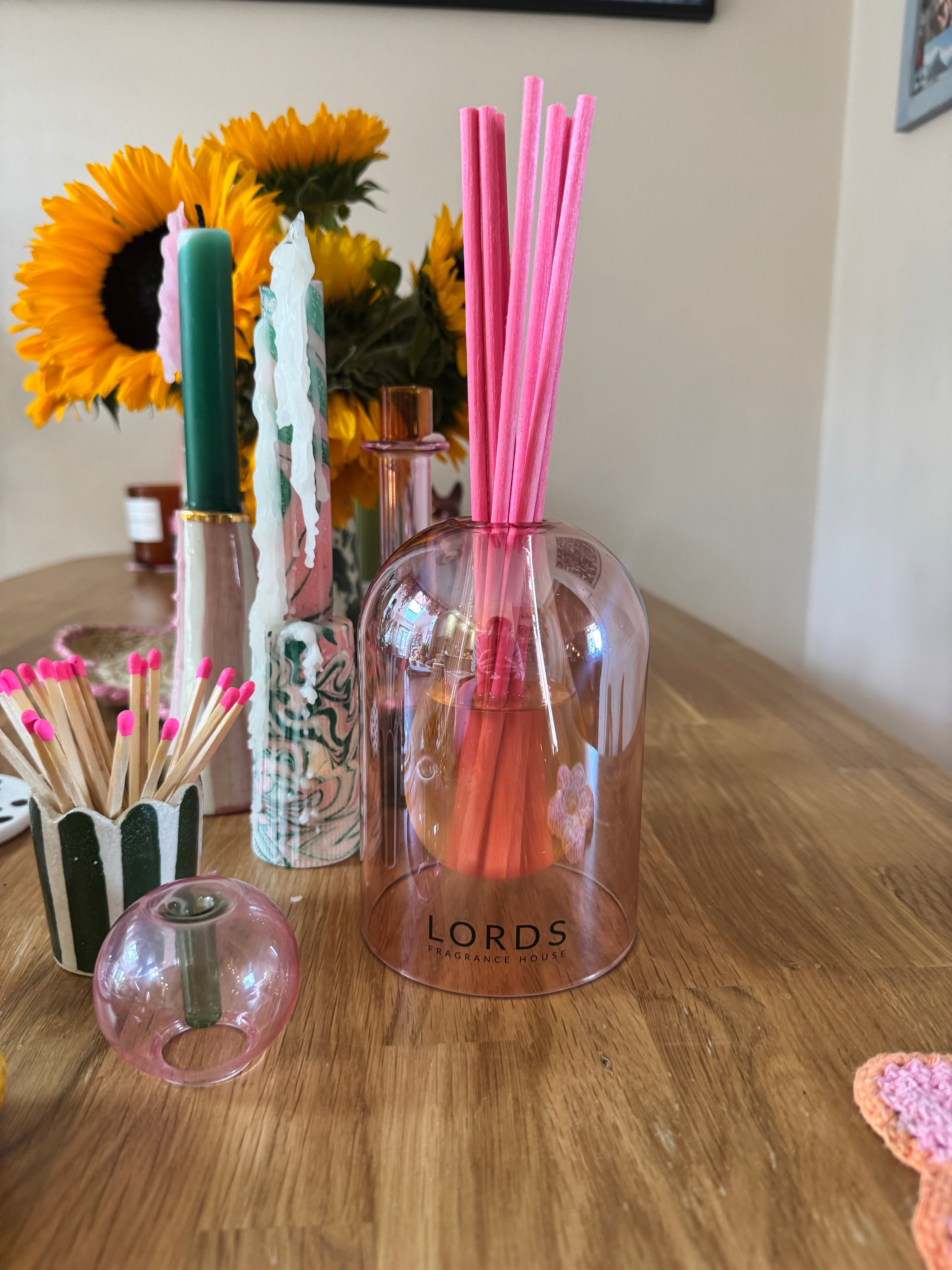 Limited Edition Pink Bubble Glass Reed Diffuser