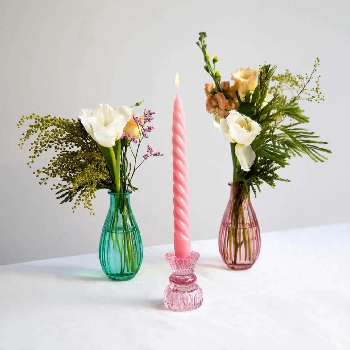 Pink Glass Candle Holder