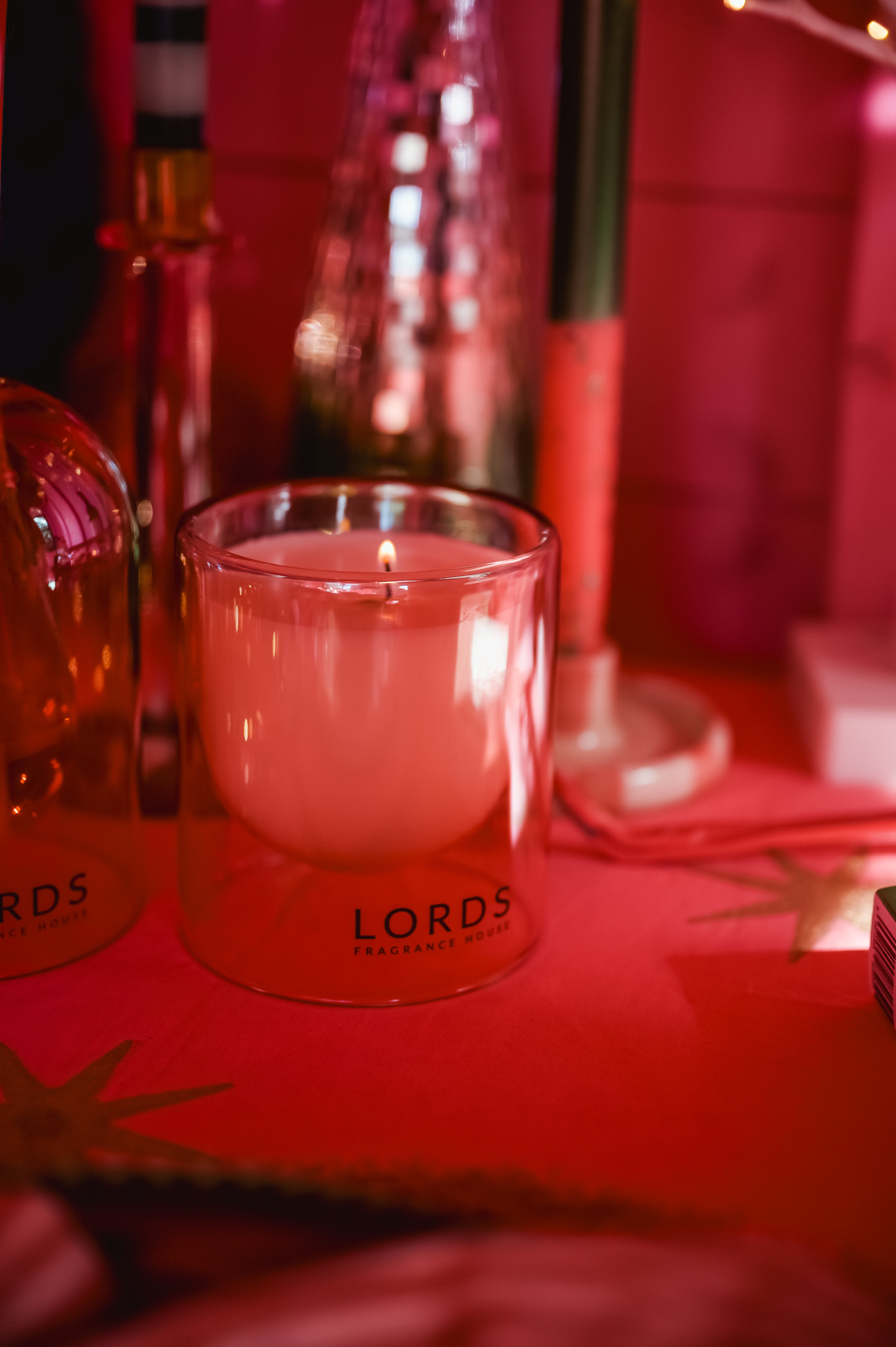 Cotswold Pink Bubble Glass Candle