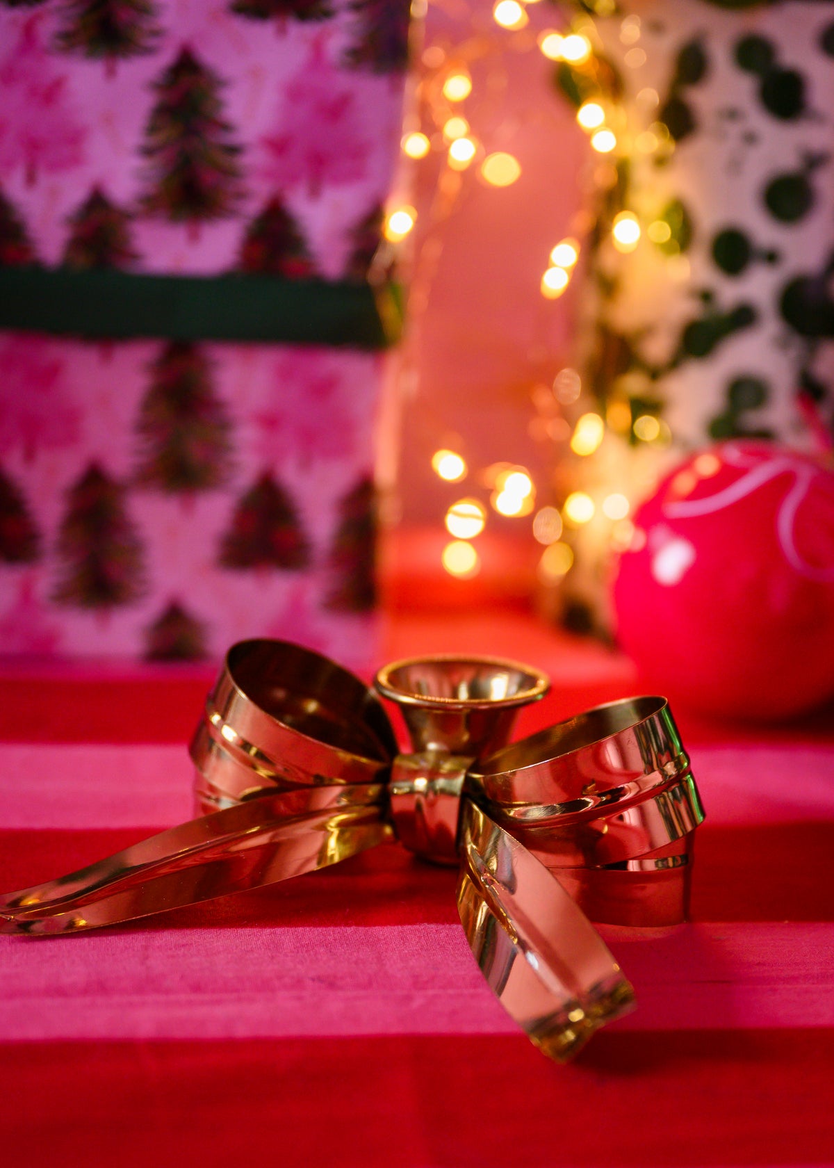 Brass Bow Candle Holders