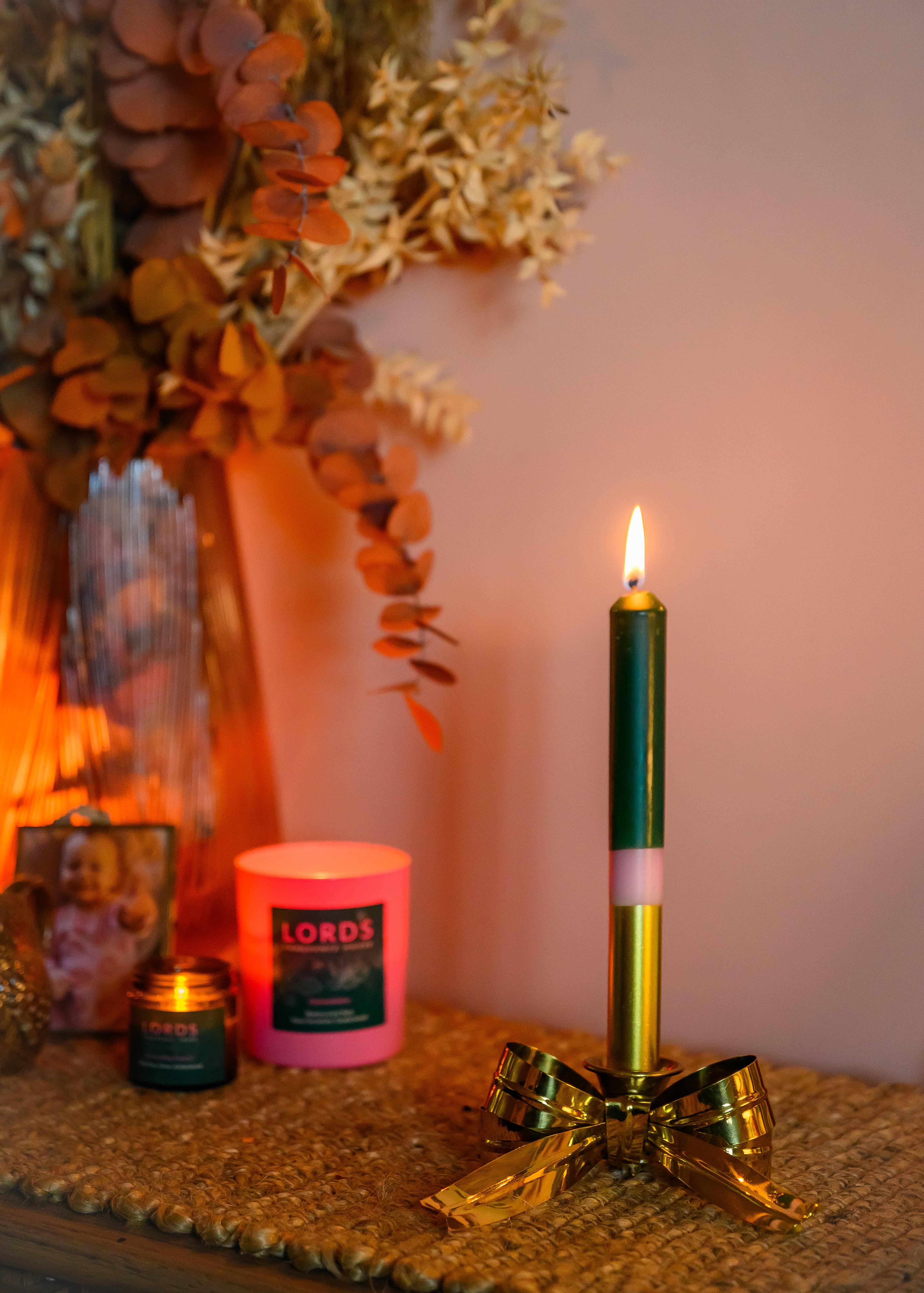 Brass Bow Candle Holders