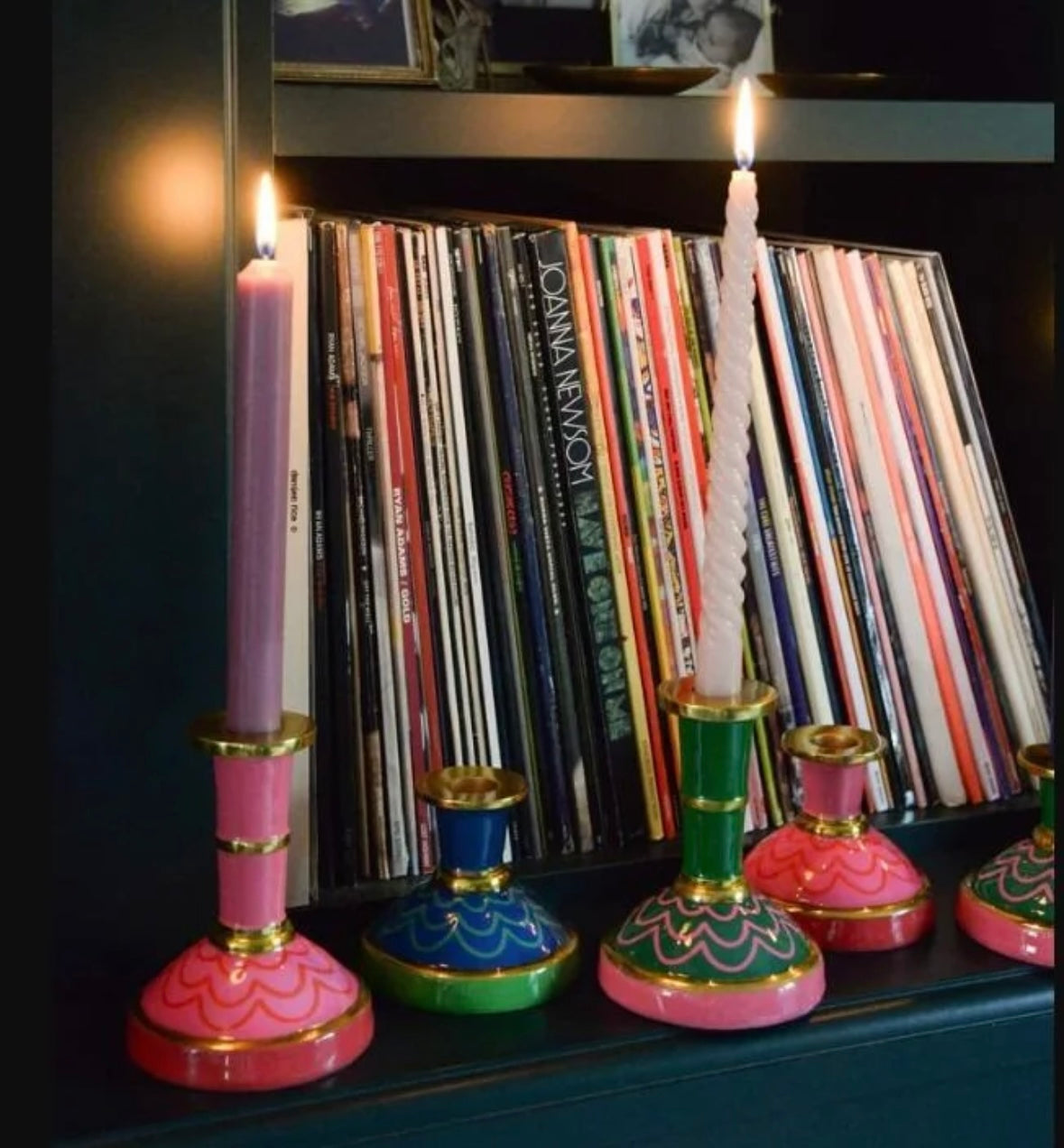 Tall Enamel Candlestick Holders