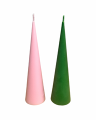 Pink & Green Cone Candle Duo