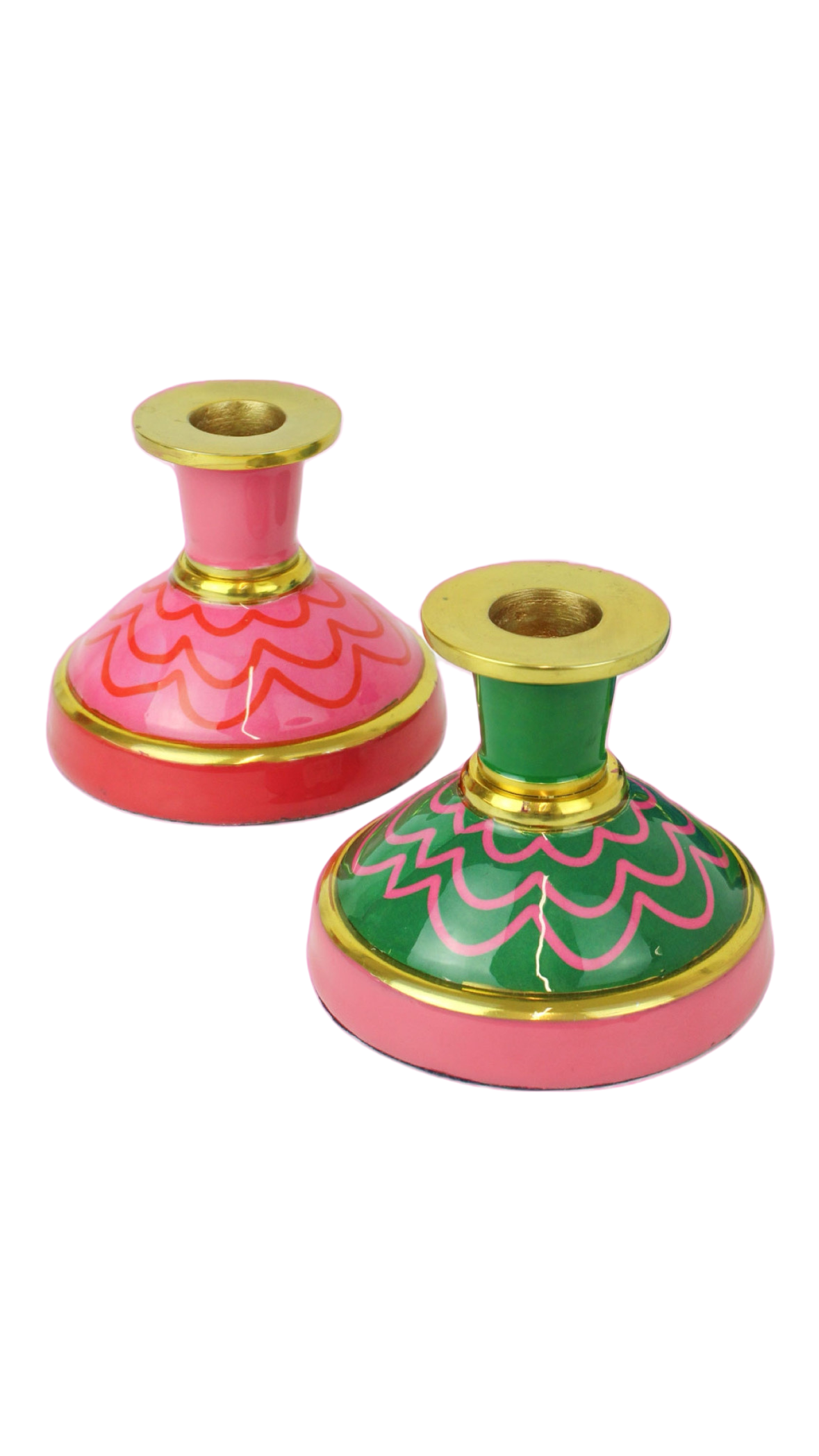 Short Enamel Candlestick Holders