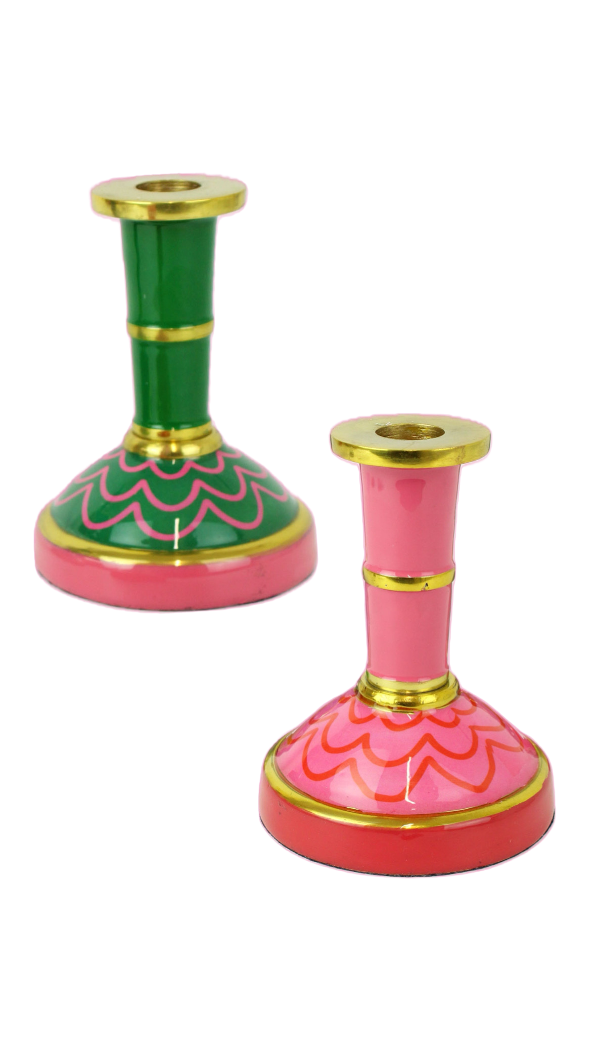 Tall Enamel Candlestick Holders