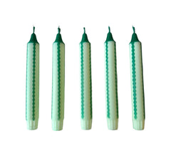 Green Hand Dipped Scallop Stripe Dinner Candles