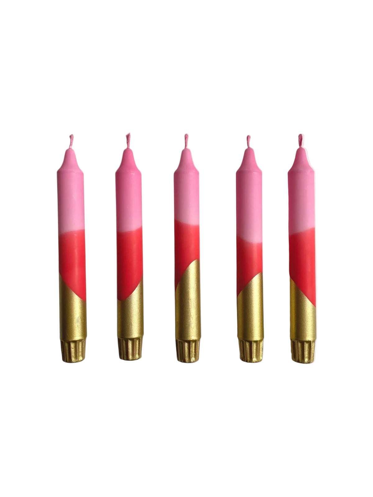 Pink, Red & Gold Hand Dipped Tapered Candles