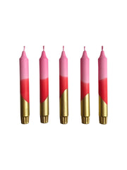 Pink, Red & Gold Hand Dipped Tapered Candles