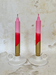Pink, Red & Gold Hand Dipped Tapered Candles