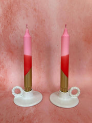 Pink, Red & Gold Hand Dipped Tapered Candles