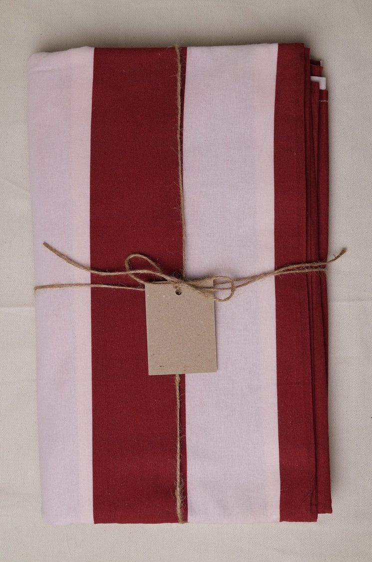 Burgundy and Pink Hue Stripe Tablecloth