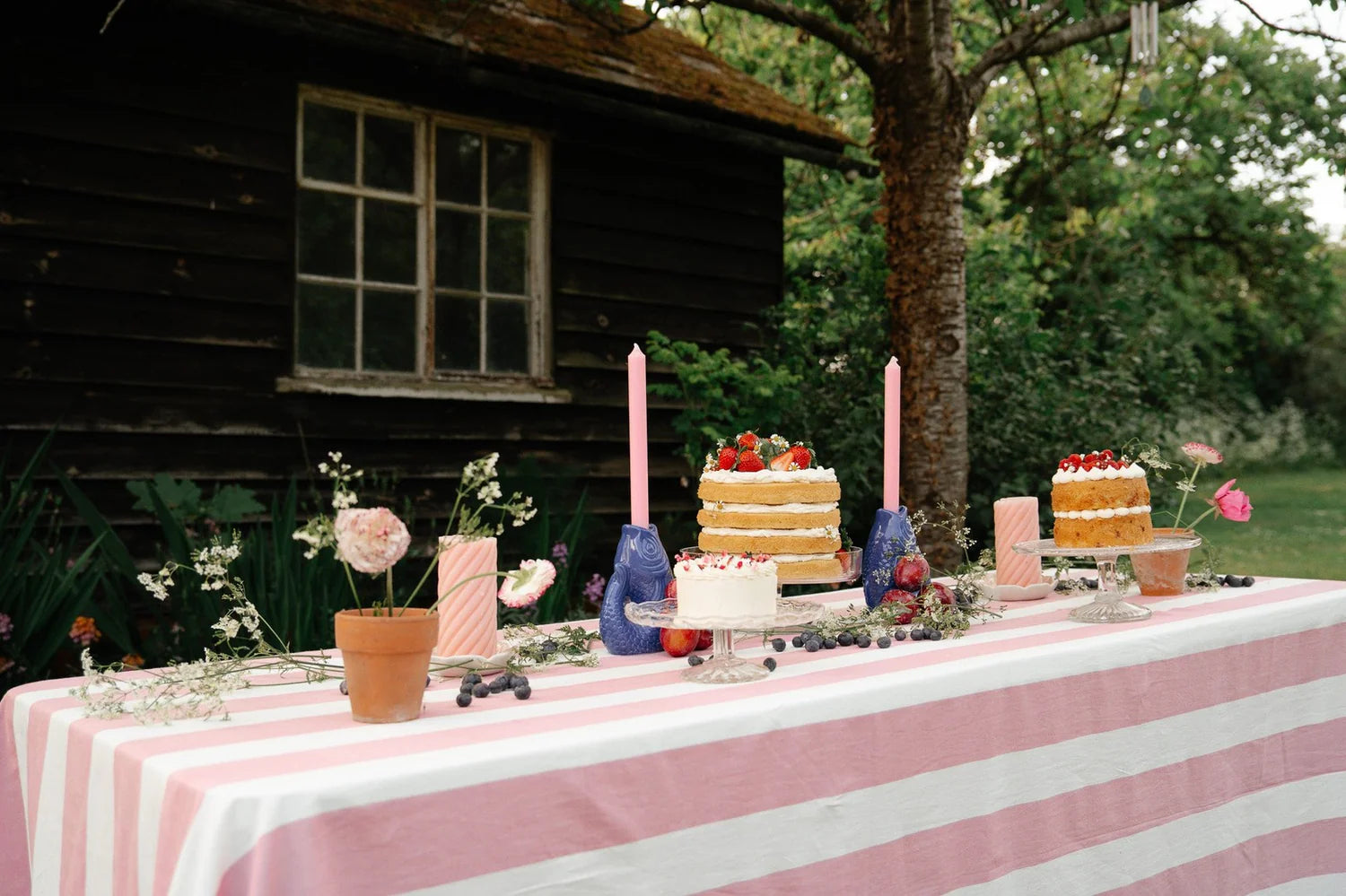 Soft Pink Stripe Tablecloth