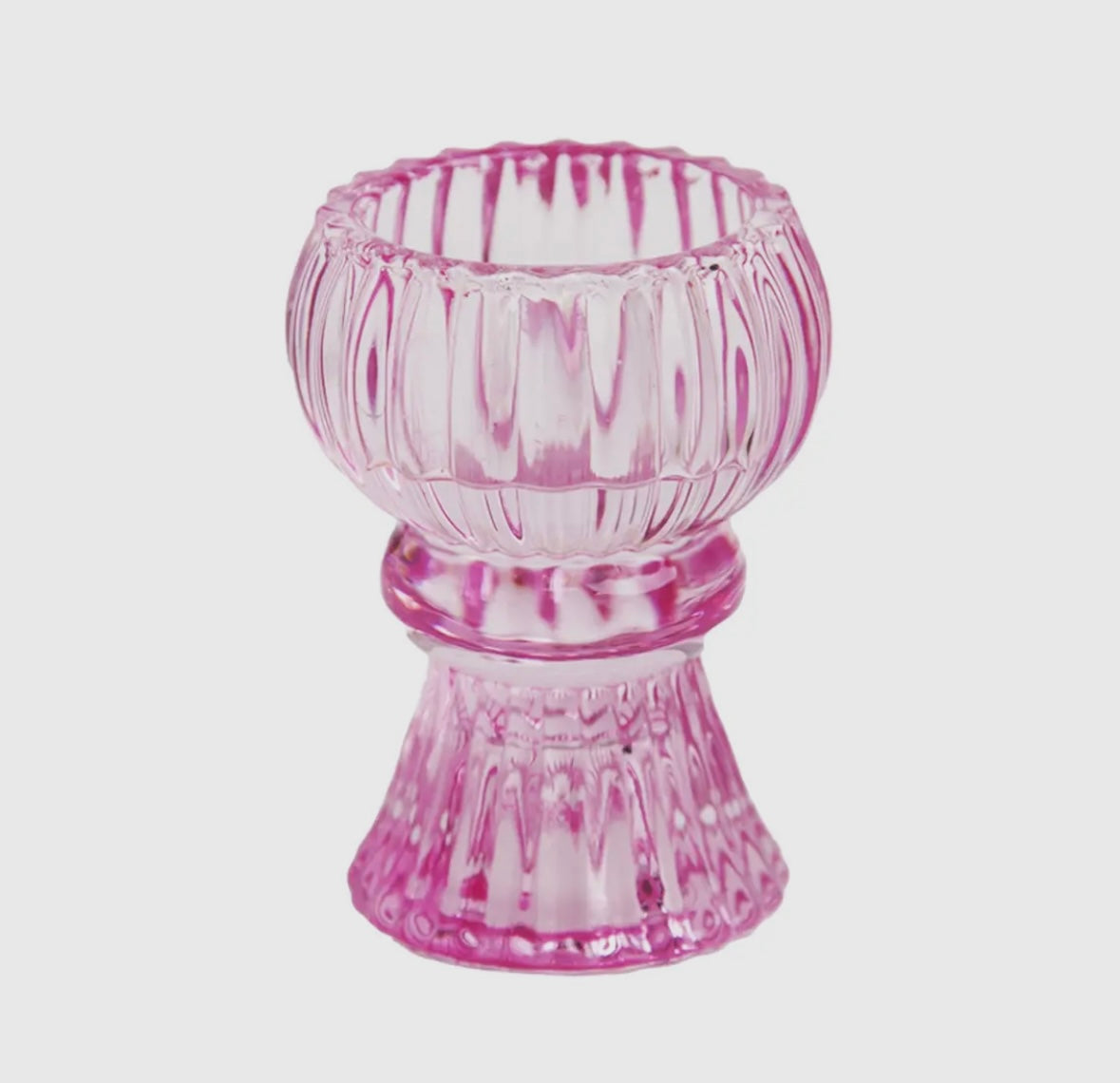 Pink Glass Candle Holder