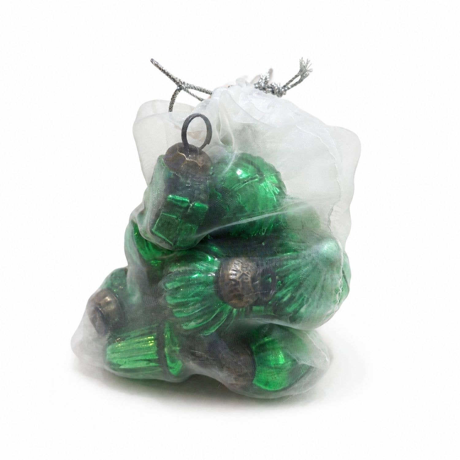 Classic Green 1" Mouth-Blown Glass Baubles (Bag of 12)