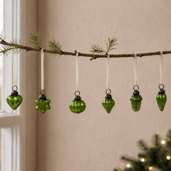 Lime Green 1" Mouth-Blown Glass Baubles (Bag of 12)