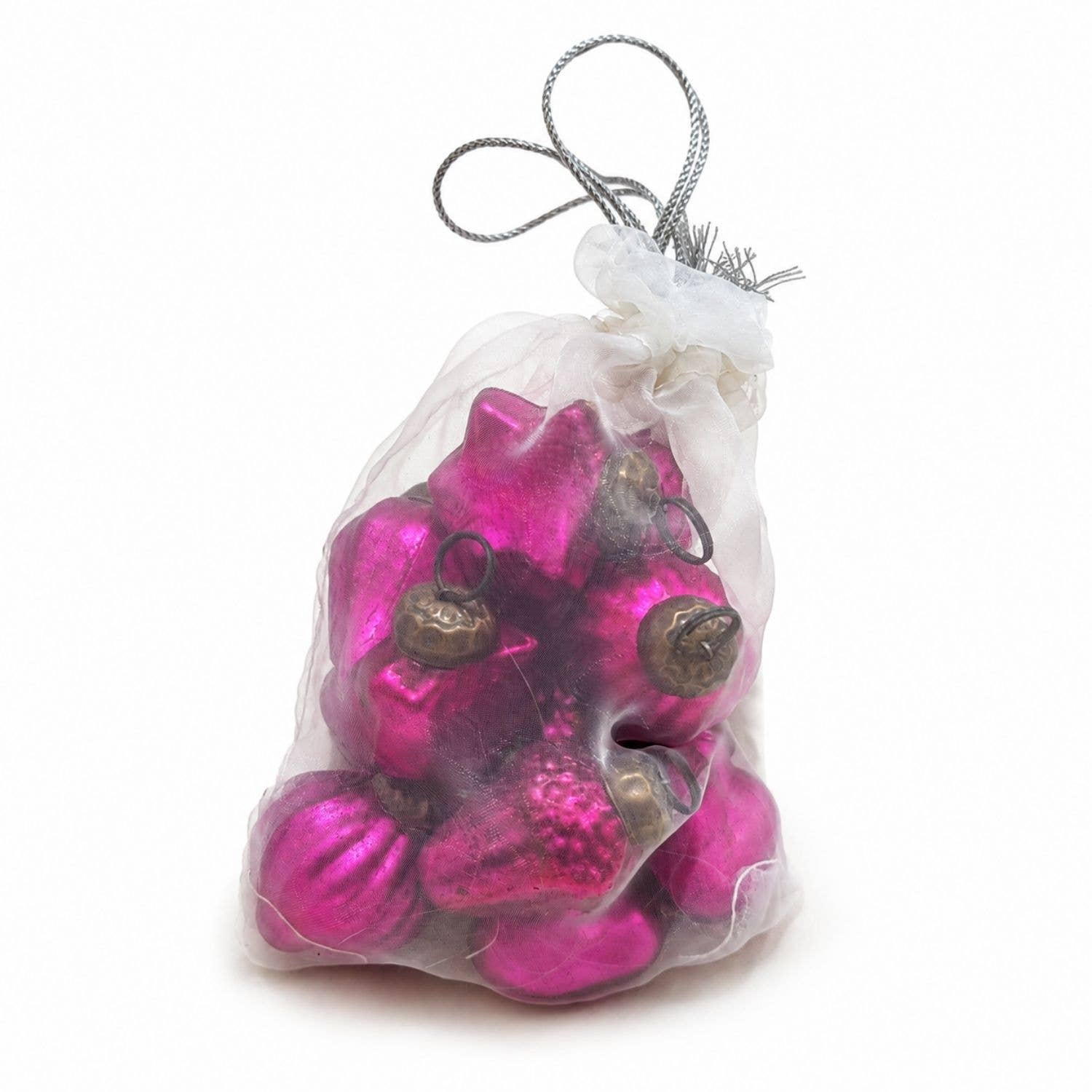 Fuchsia 1" Mouth-Blown Glass Baubles (Bag of 12)