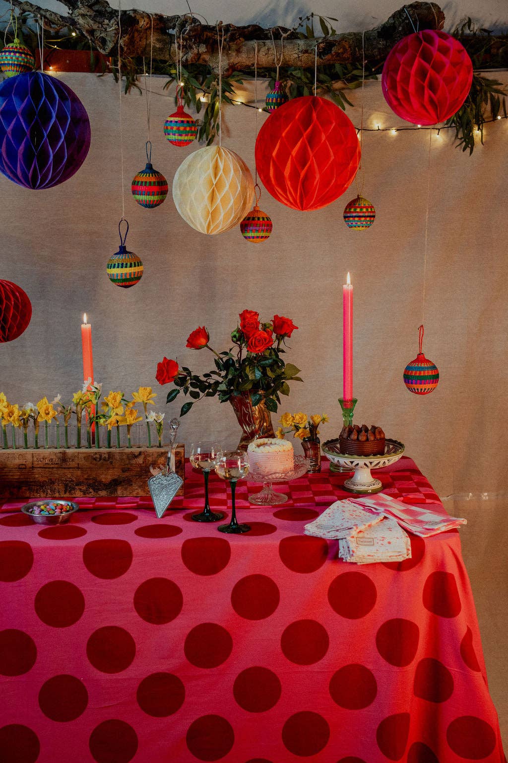 Pink and Red Spot Tablecloth