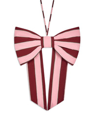 Christmas Hanging Bow - Bold Stripe Burgundy