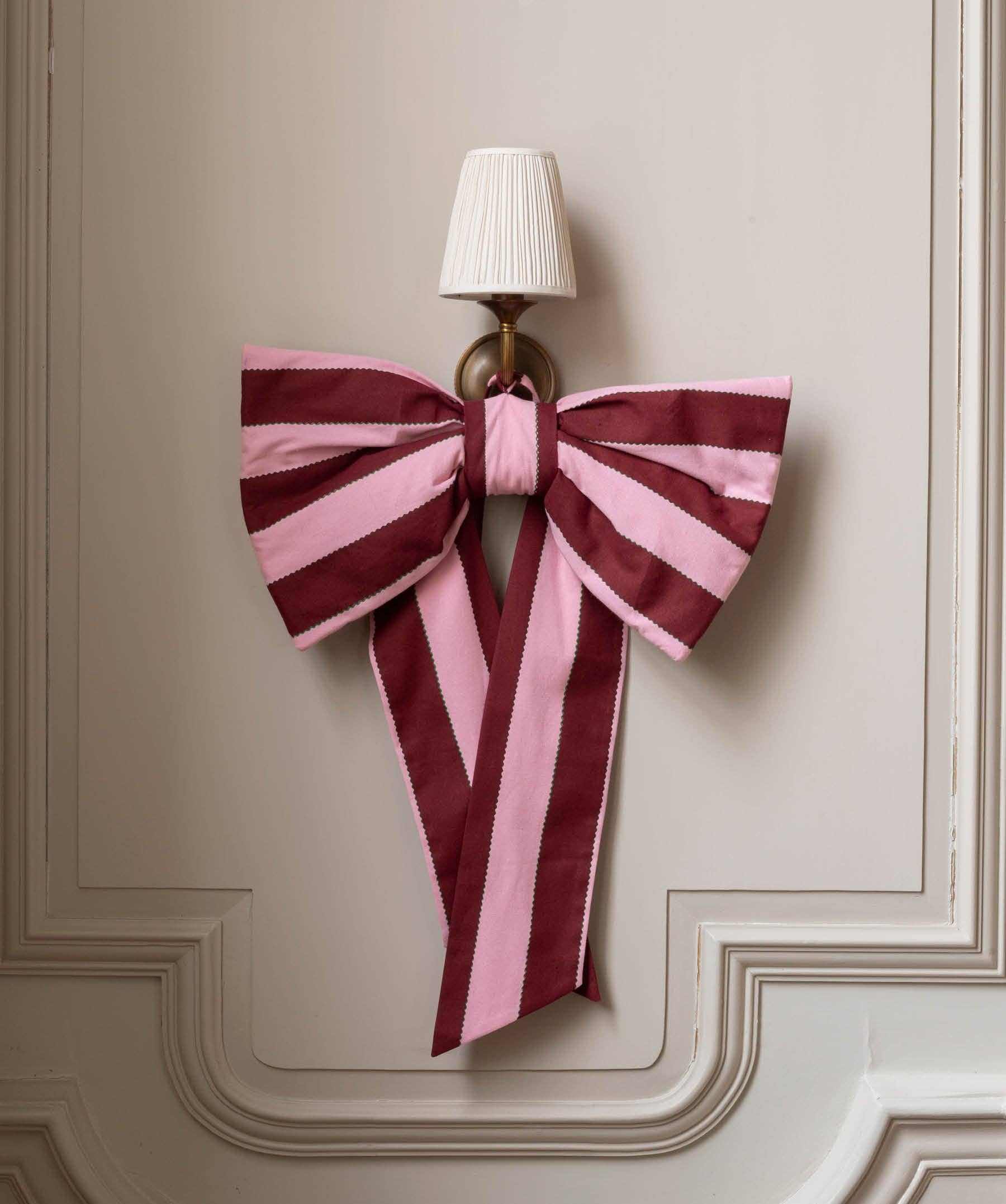 Christmas Hanging Bow - Bold Stripe Burgundy