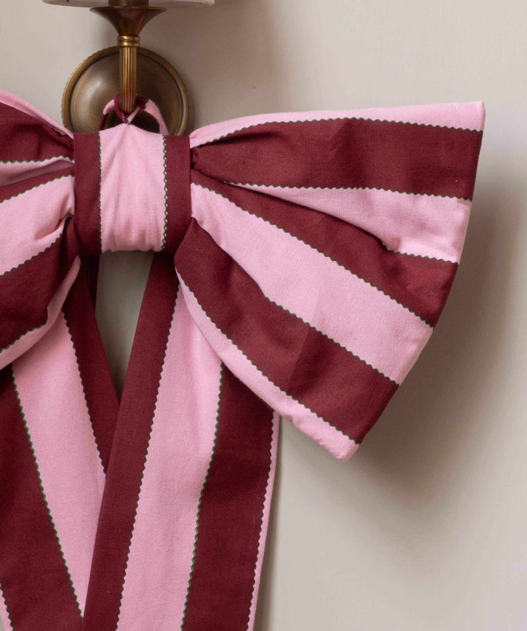 Christmas Hanging Bow - Bold Stripe Burgundy
