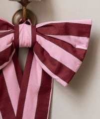 Christmas Hanging Bow - Bold Stripe Burgundy
